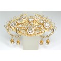 brosa victorian revival. XL . perle & cristale. gold plated